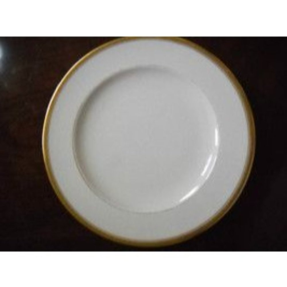 Morgan Belleek John Wanamaker Pat.7/G1 Gold Wide Rim Pin Line 8" Salad Plate